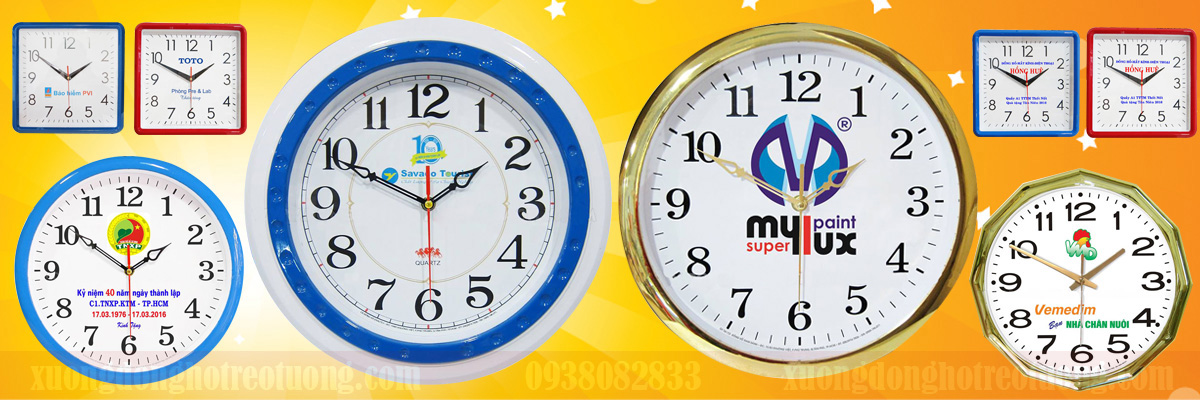 Đồng hồ treo tường in logo quảng cáo
